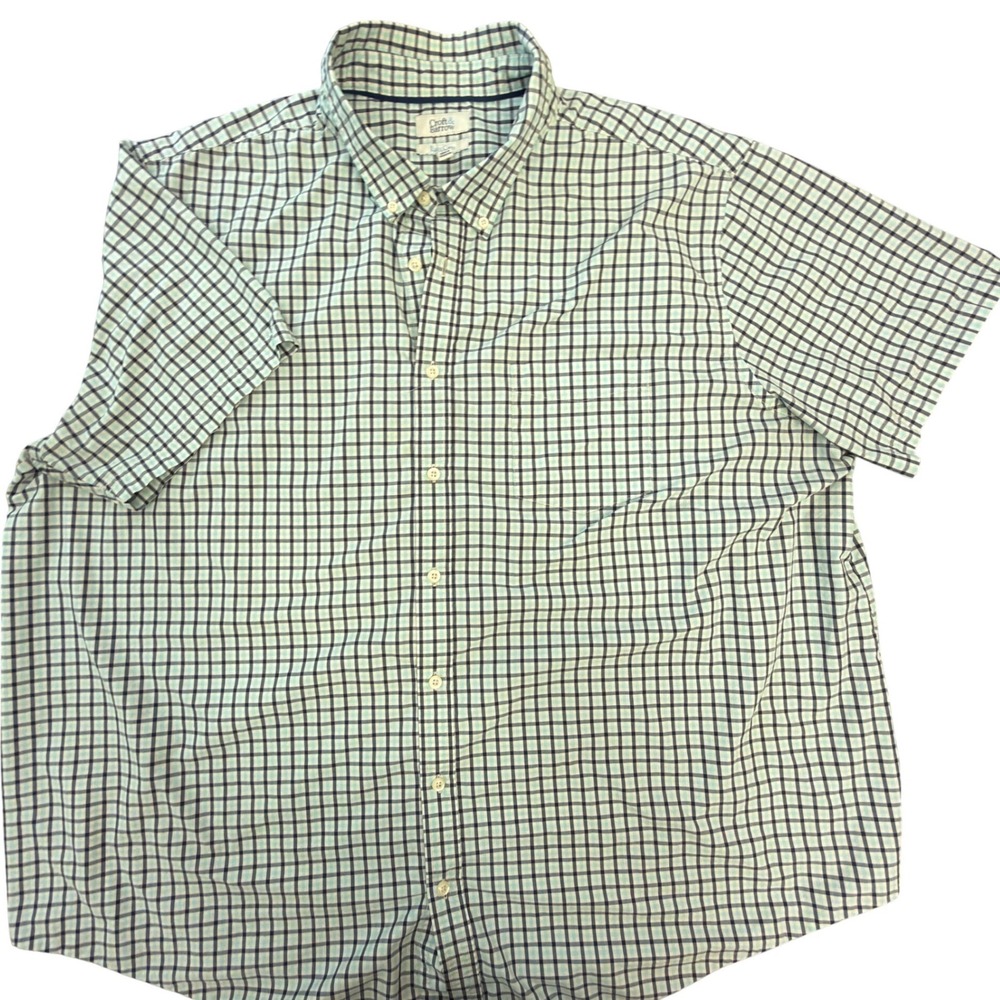 Croft & Barrow Mens 3XB Blue Plaid Easy Care‎ Short Sleeve Button Down Shirt